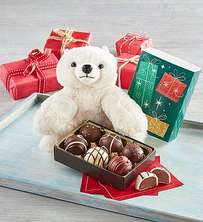 Holiday Polar Bear Plush with Truffles